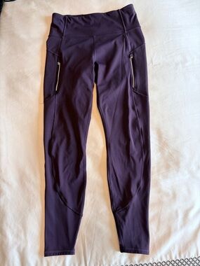 Athleta Rainier High Rise Fleece Lined Legging in Plum